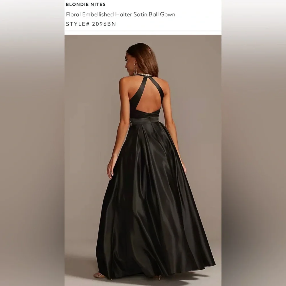 Satin Formal Gown by Blondie Nights embroidered pockets - Picture 5 of 9